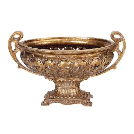 19" Gold Traditional Decorative Bowl Accent with Stand